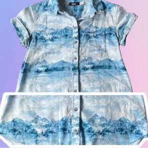 Mountain print button up shirt